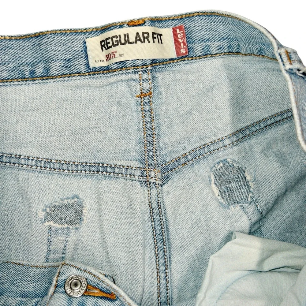 Vtg Levis 505 Regular Fit Jeans‎ Mens 42x30 Light Washed Patched Reinforced